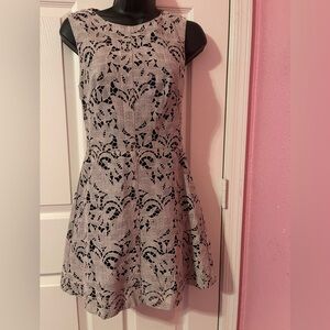 H&M Black and Cream Lace Overlay Sleeveless Dress Size 6